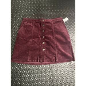 Maurices Burgundy Corduroy Button-Front Mini Skirt Size 12